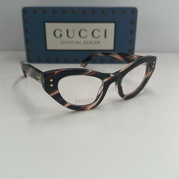 💯- New Authentic Gucci GG1083O 002 havana Cat-eye Logo Sided Glasses - Picture 7 of 17